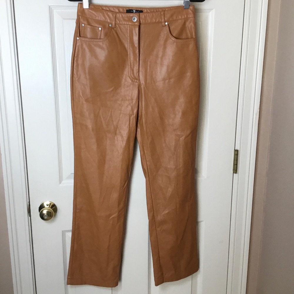 7 For All Mankind Camel Colored Faux Leather Pants - Size M